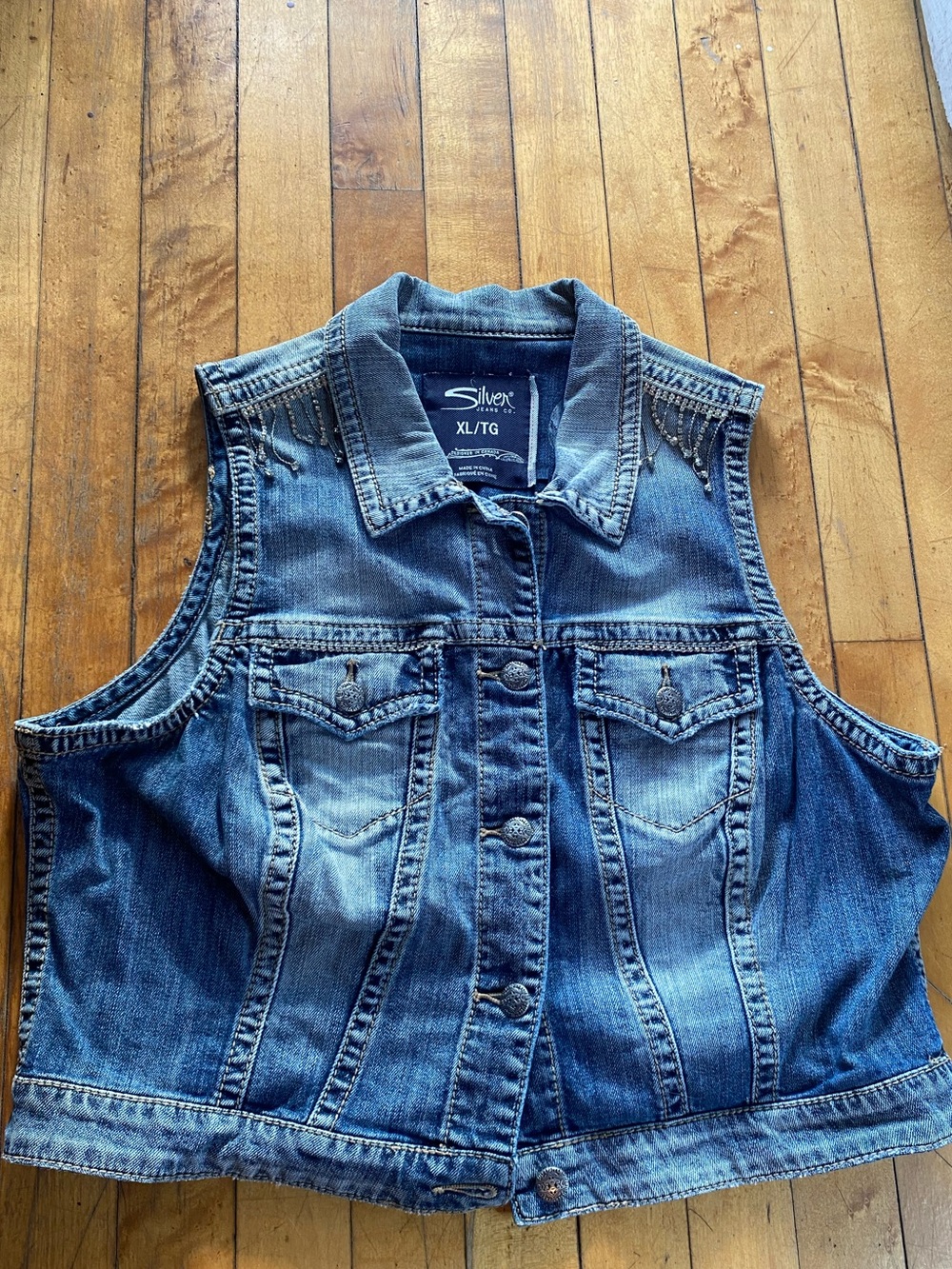 Silver Jeans Blue Denim Sleeveless Jacket Vest